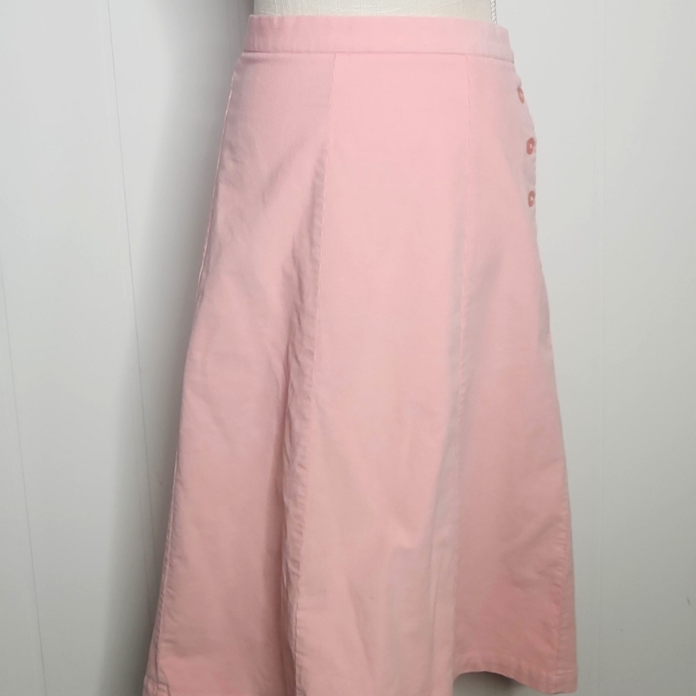 Vintage Corduroy coquette girl baby pink midi skirt western cottagecore